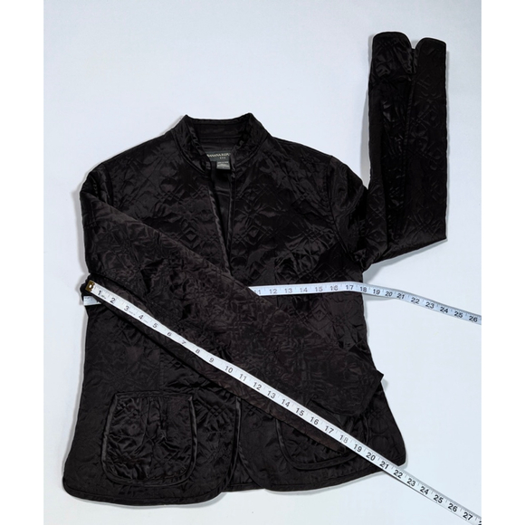 Banana Republic Womans Blazer Quilted Jacket Brown Silk Size L - Picture 5 of 11